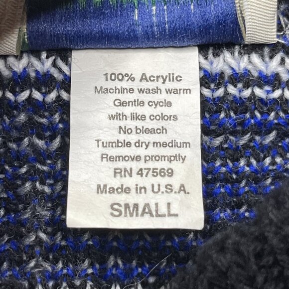 Vintage Separate Issue Mens Small Geometric Argyle Sweater Black Blue White - Picture 4 of 6